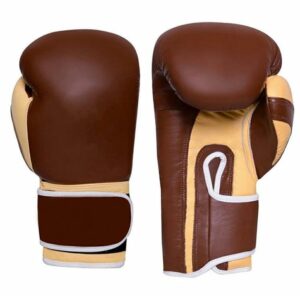 Premium Two-Tone Leather Boxing Gloves - Rich Brown & Tan Design