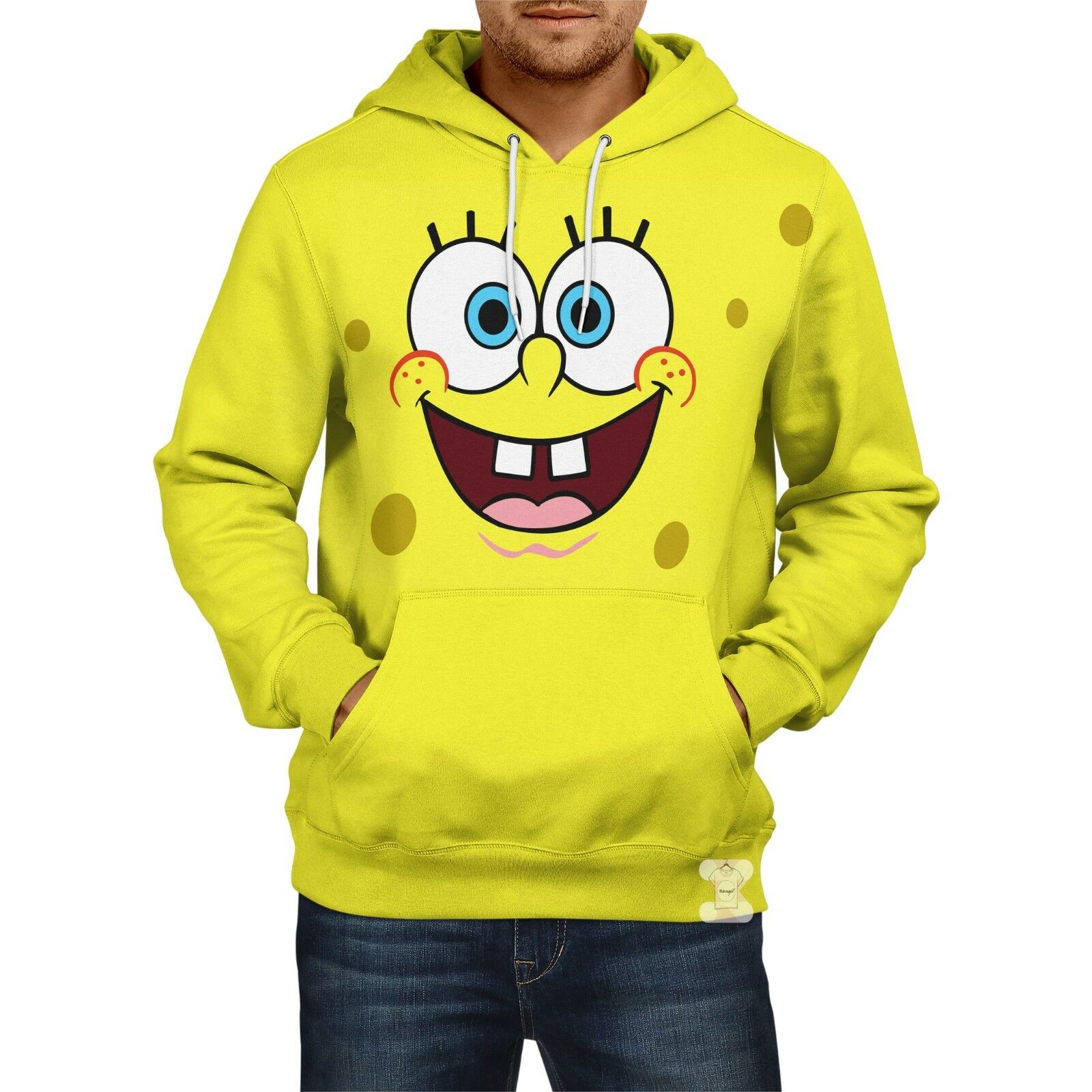 Spongebob Squarepants "Happy Face" Yellow Hoodie – Men's Cartoon Graphic Pullover