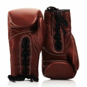 Classic Leather Lace-Up Boxing Gloves - Vintage Brown Finish