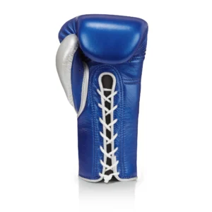 Professional Lace-Up Boxing Gloves – Blue & Grey Training / Sparring Gloves